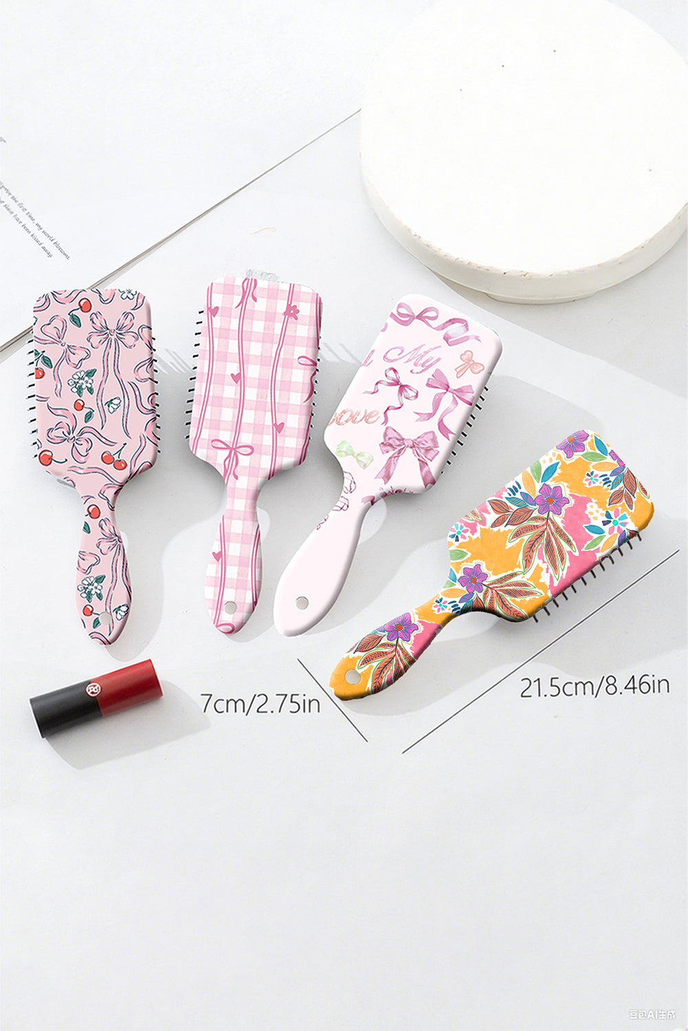 Boho Vacation Floral Print Large Cushion Paddle Comb