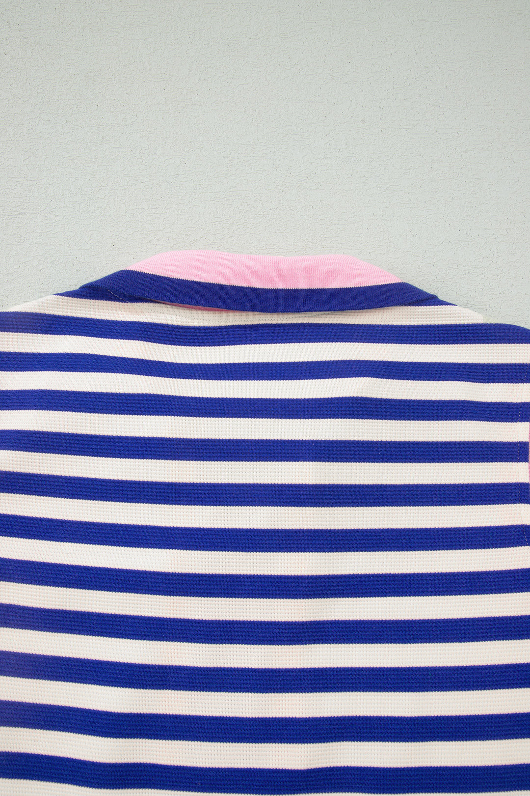 Dark Blue Textured Stripe Print Contrast Trim Zip Collar Sleeveless 2pcs Skort Set