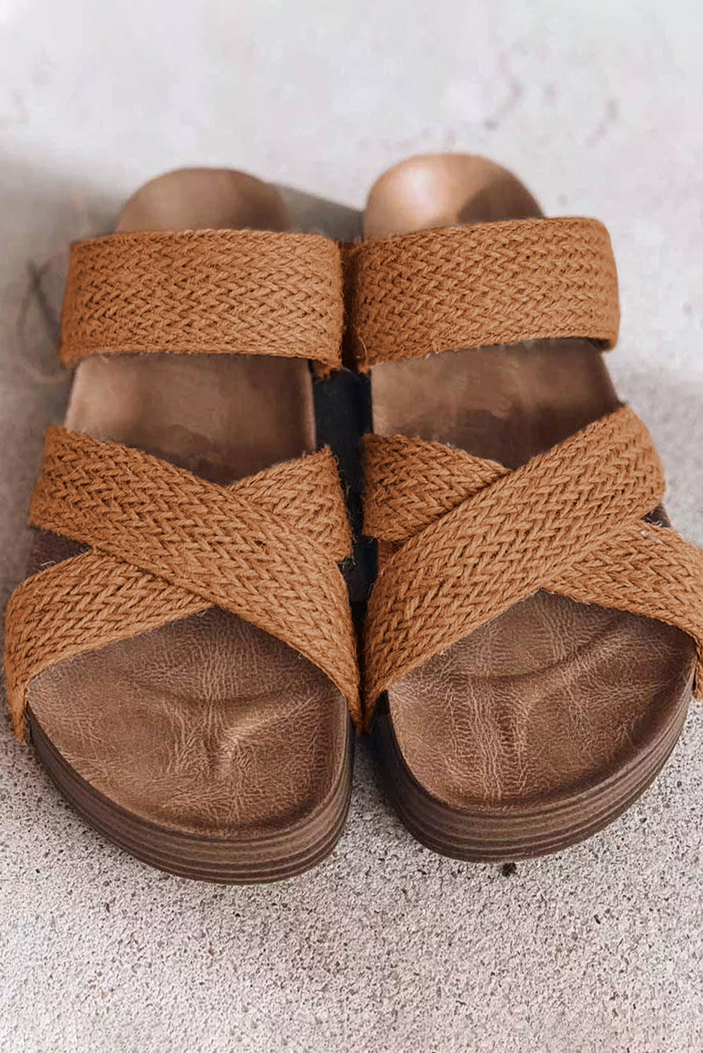 Woven Cross Criss Hollowed Slip-On Slippers