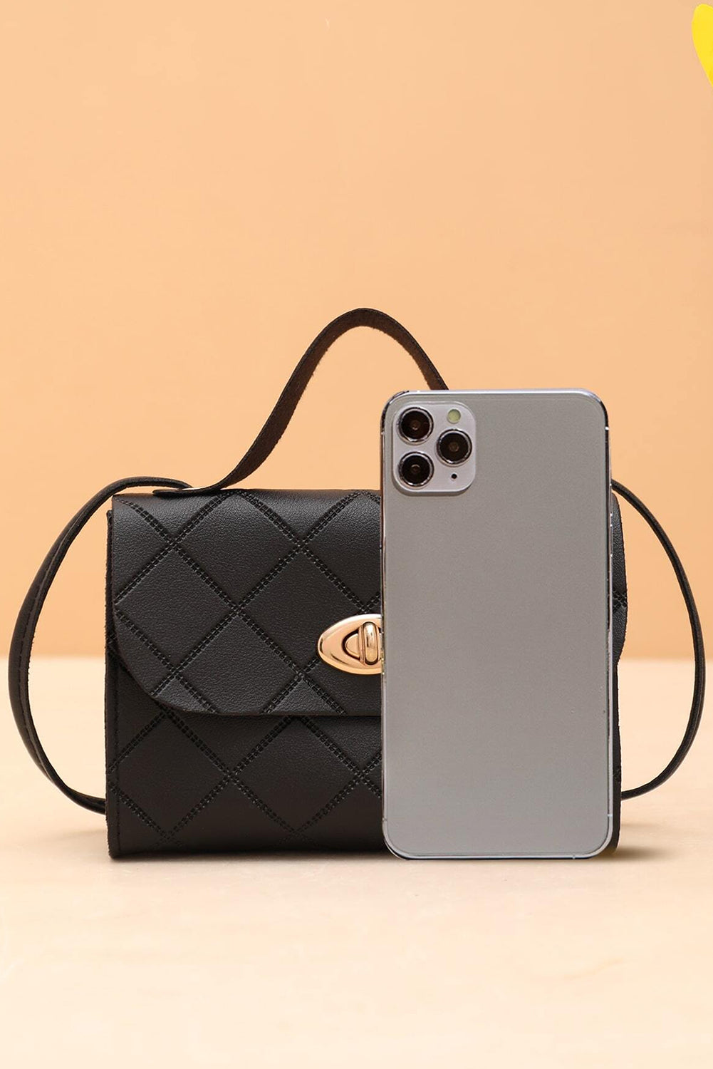 PU Leather Diamond Pattern Messenger Bag
