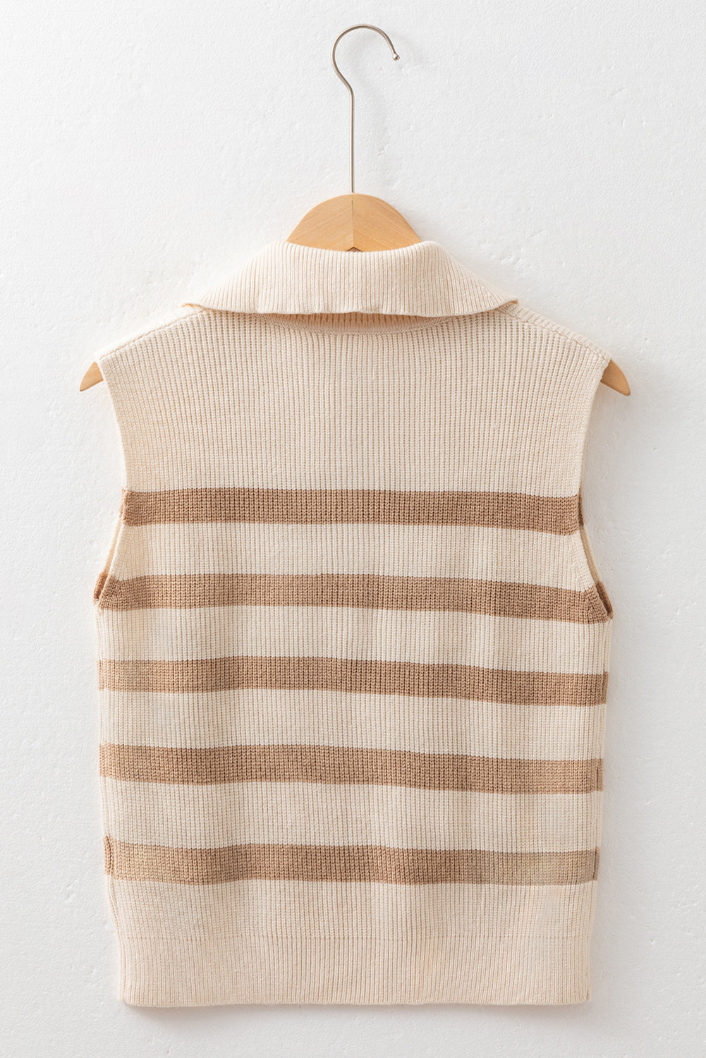 Ribbed Half Zip Collared Sweater Vest