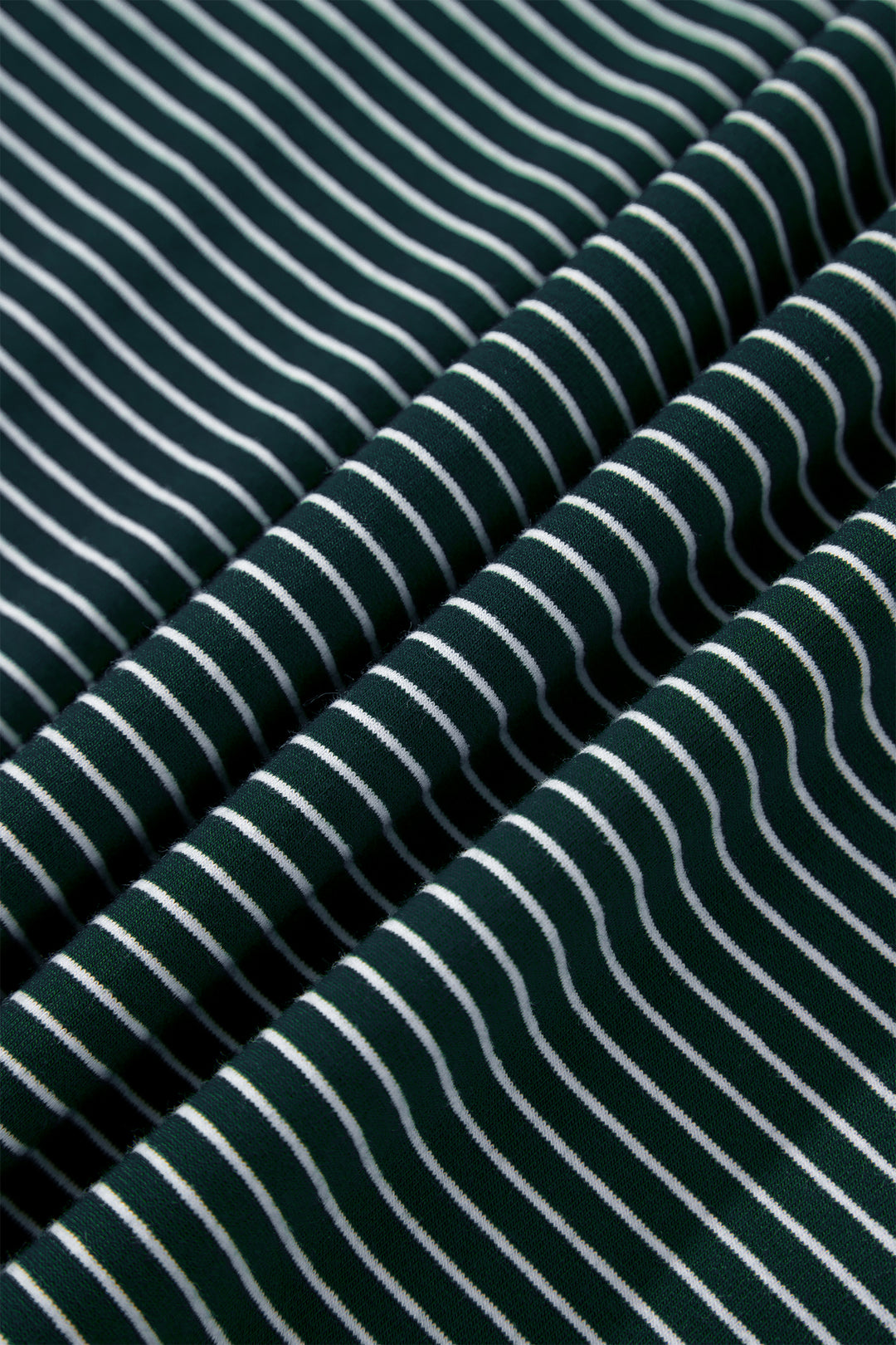 Green Stripe High Neck Dropped Shoulder Long Sleeve Casual Top