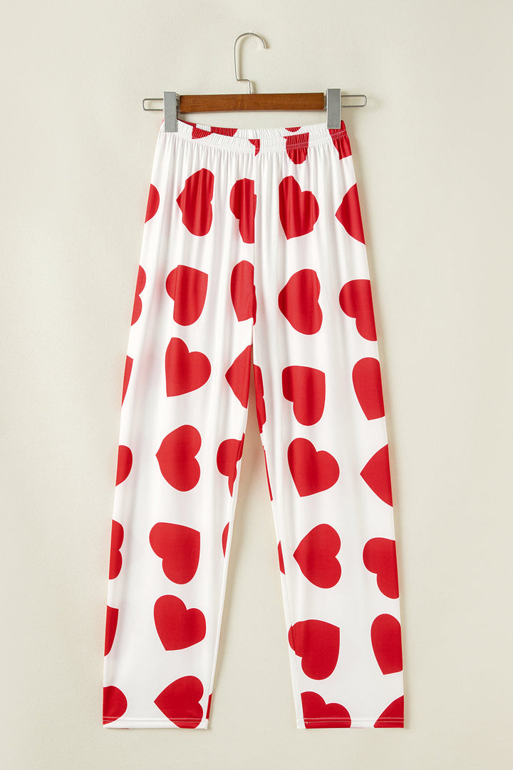 ruffled tank top and heart print pants lounge set 1