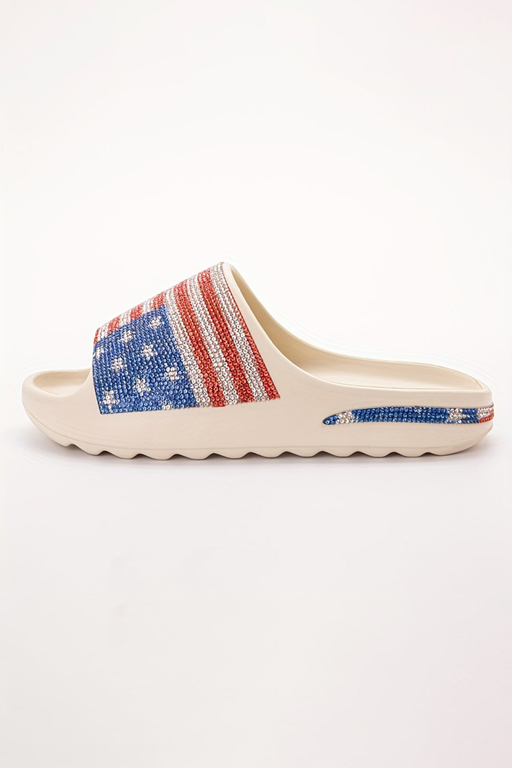 Rhinestone American Flag Thick Sole Slippers