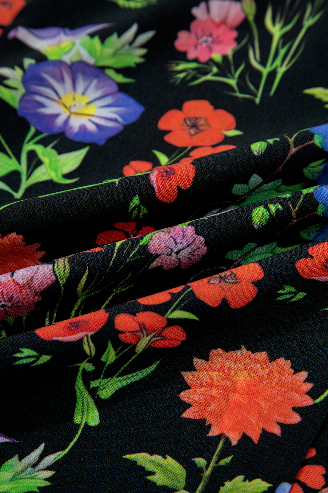 Tiered Flutter Sleeve V Neck Flower Blouse