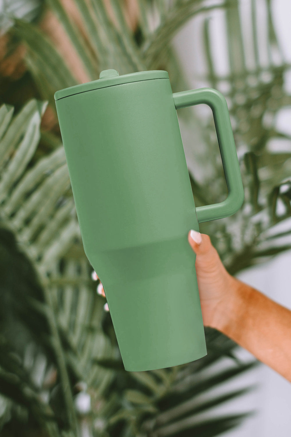 Grande tasse à vide avec poignée en acier inoxydable givré et paille 40 oz