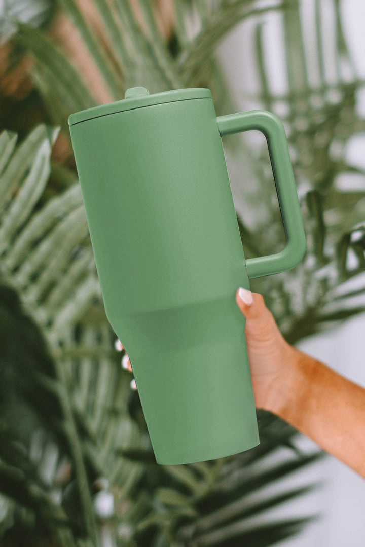 Grande tasse à vide avec poignée en acier inoxydable givré et paille 40 oz