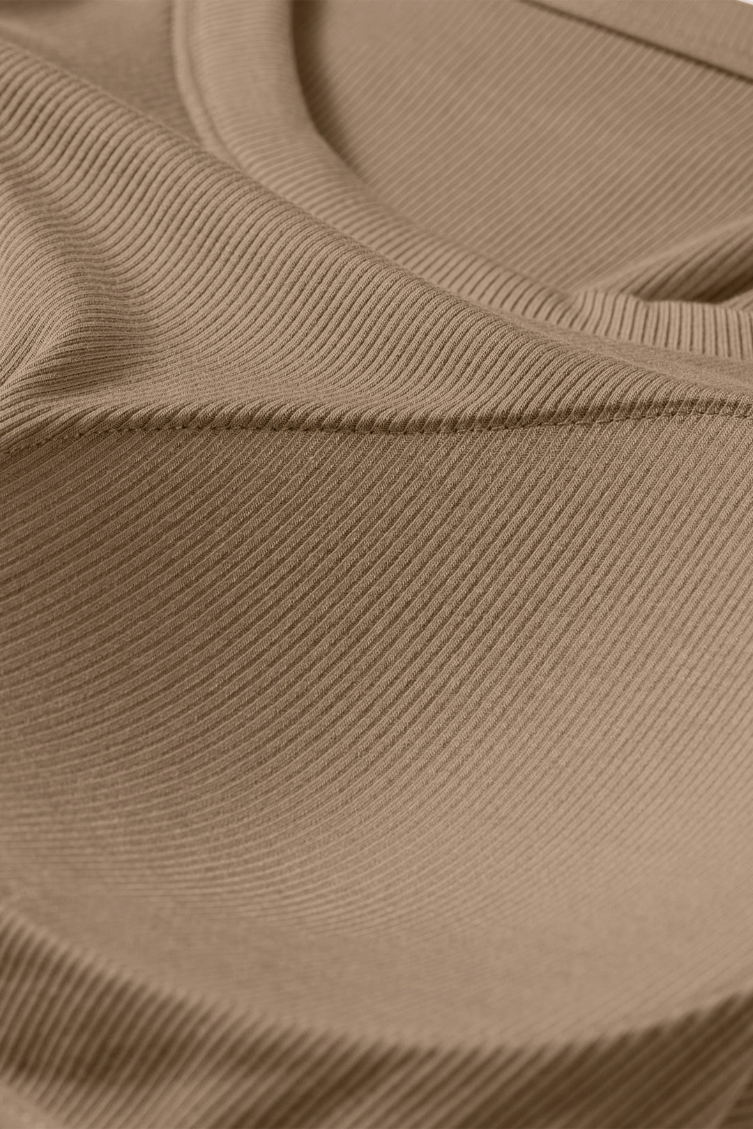 Summer Dark Khaki Slim Ribbed Padded Tank Top