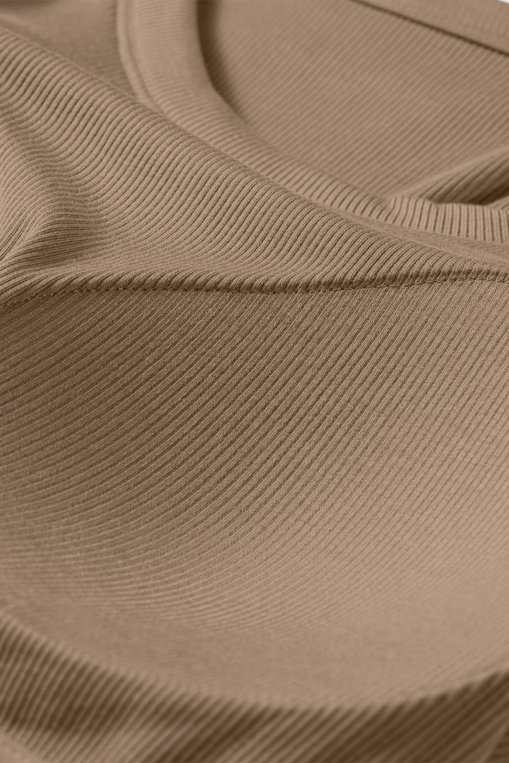 Summer Dark Khaki Slim Ribbed Padded Tank Top