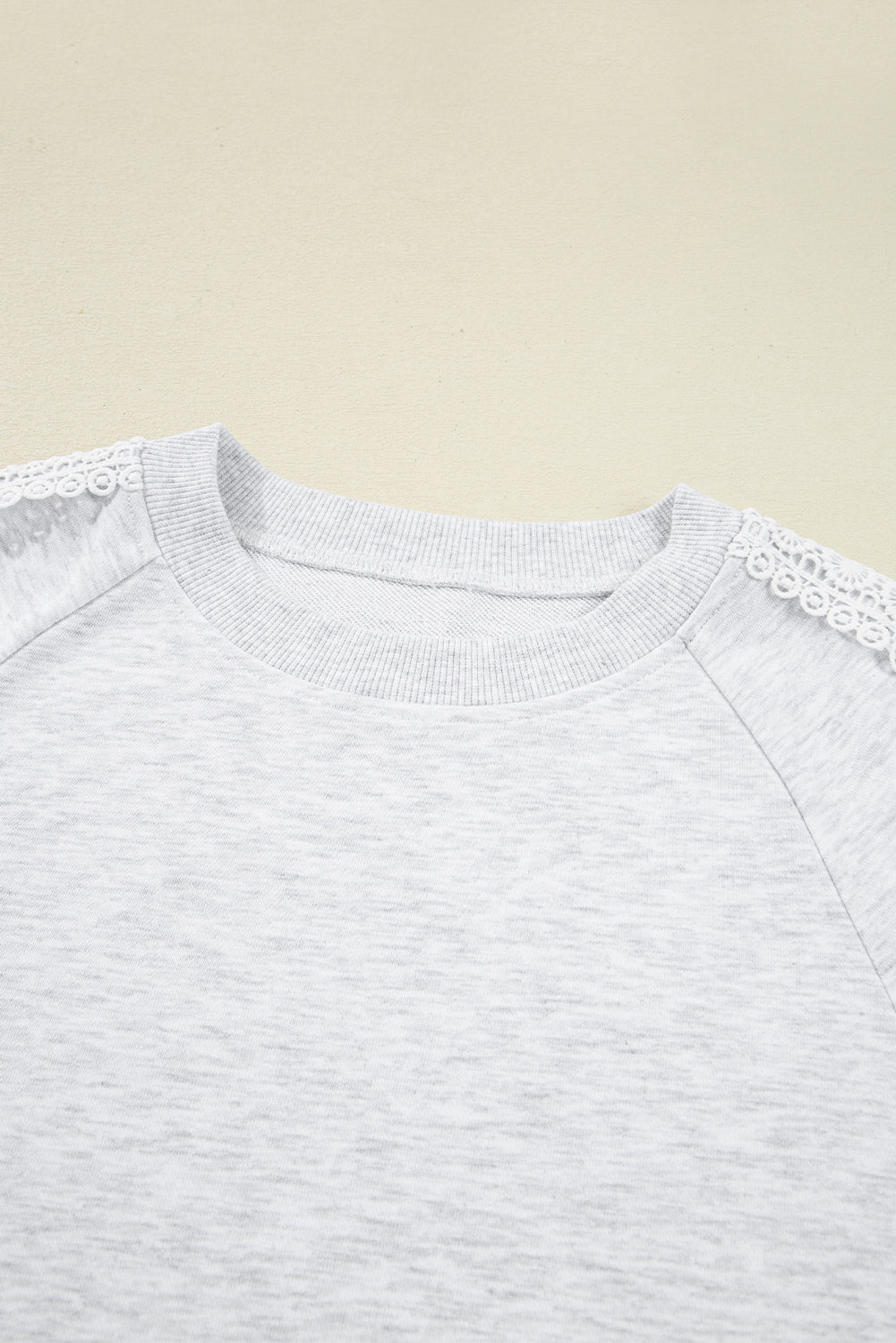 Lace Patchwork Raglan Sleeve Crew Neck Sweatshirt