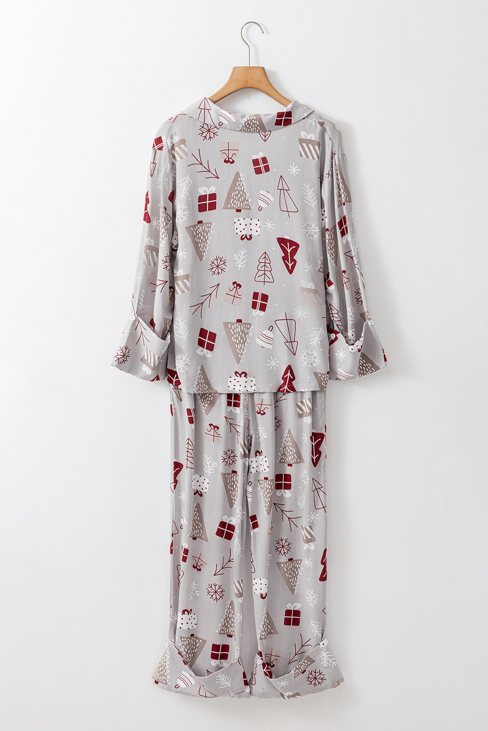 christmas printed shirt and pants pajama set