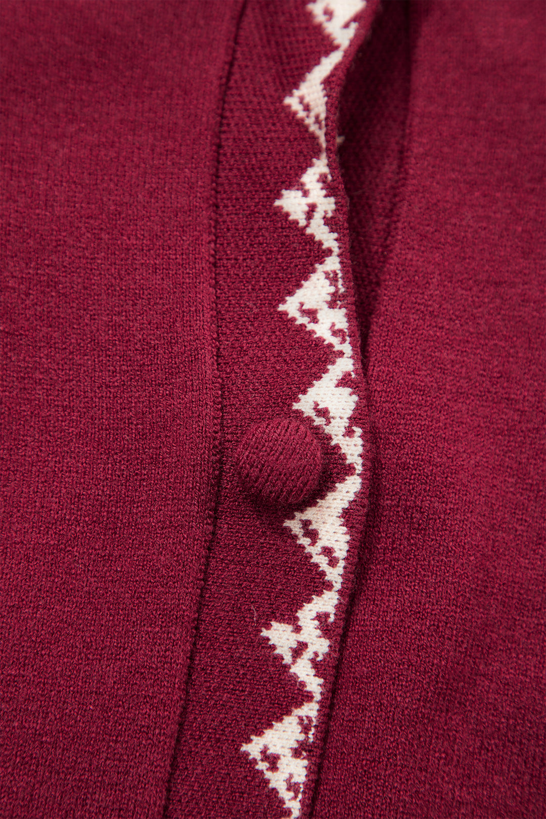 Burgundy Bow Pocket Collar Long Sleeve Knit Cardigan