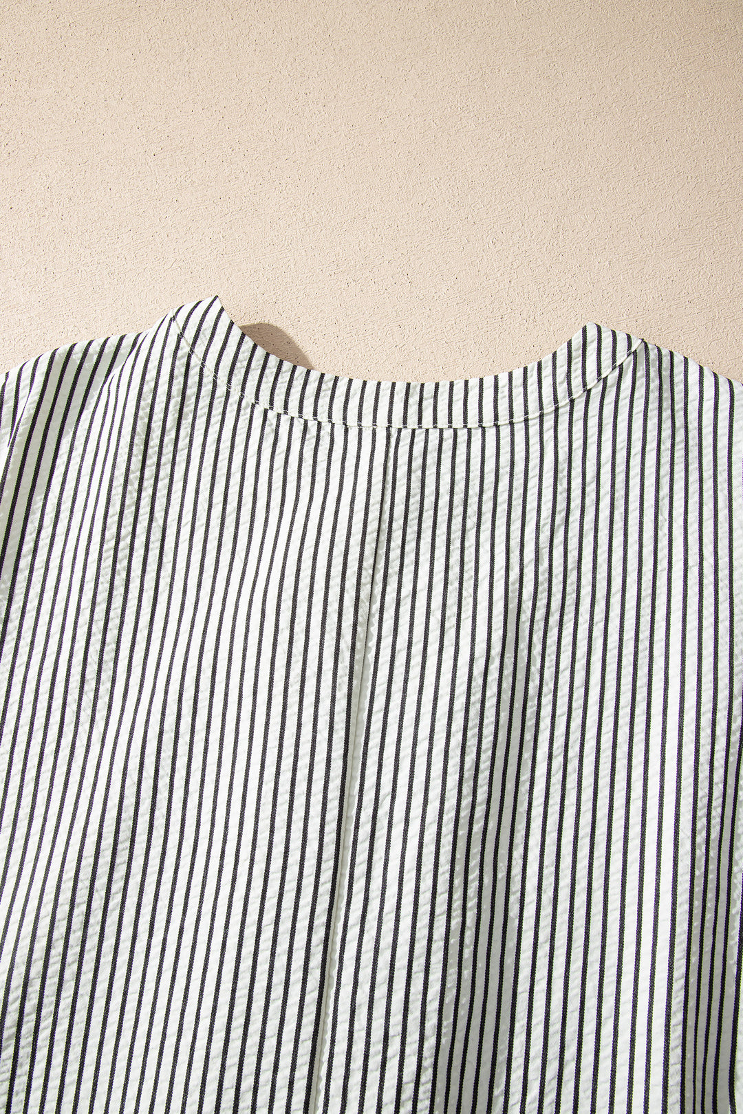 Black Stripe Frilled Detail Half Buttons Short Sleeve Long Dress