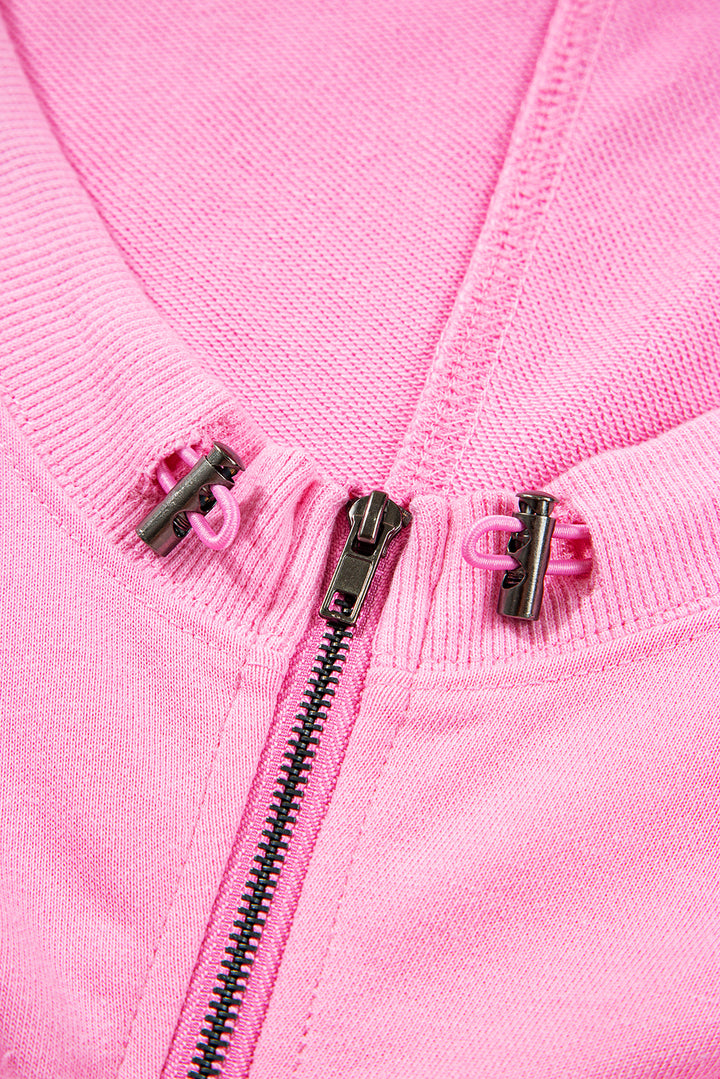 Checkered Patchwork Kangaroo Pocket Half Zipper Hoodie