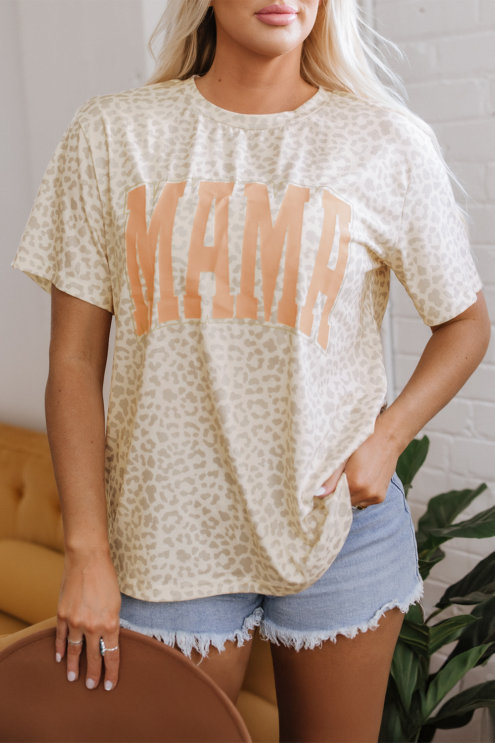 mama letter graphic leopard loose tee