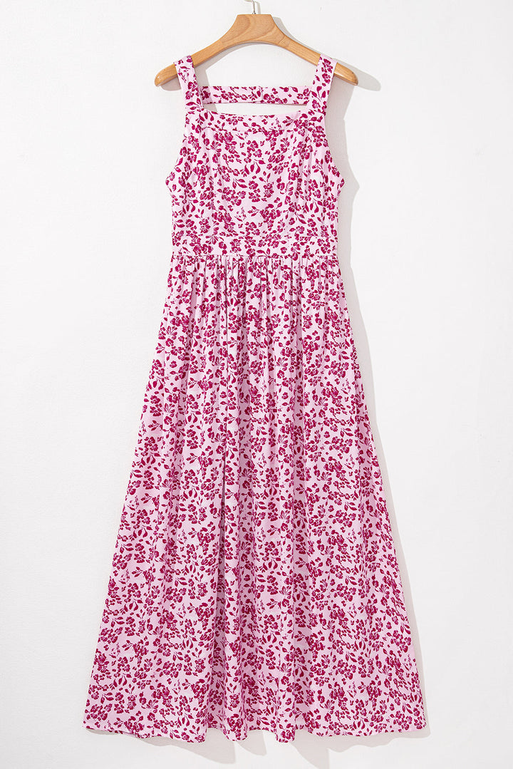 Floral Cutout Back Empire Waist Sleeveless Maxi Dress