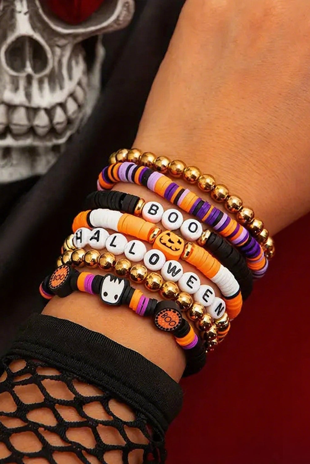 Verspieltes 7-teiliges Halloween-Armbandset