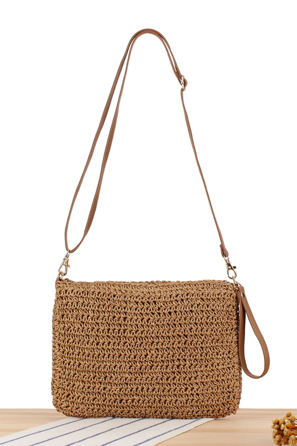 Flower Straw Woven Single Shoulder Bag