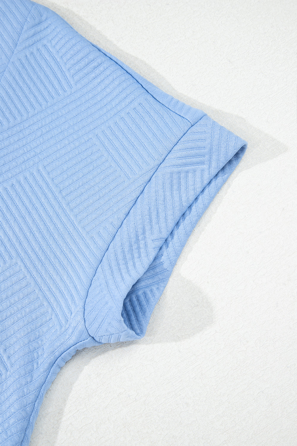 Myosotis Solid Color Textured Short Sleeve A Line Mini Dress
