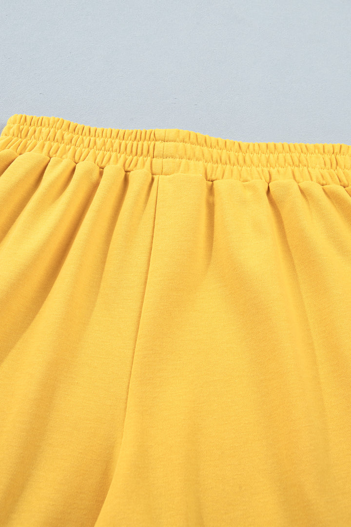 Banana Cream Loose Polo Tee Elastic Waist 2pcs Short Set