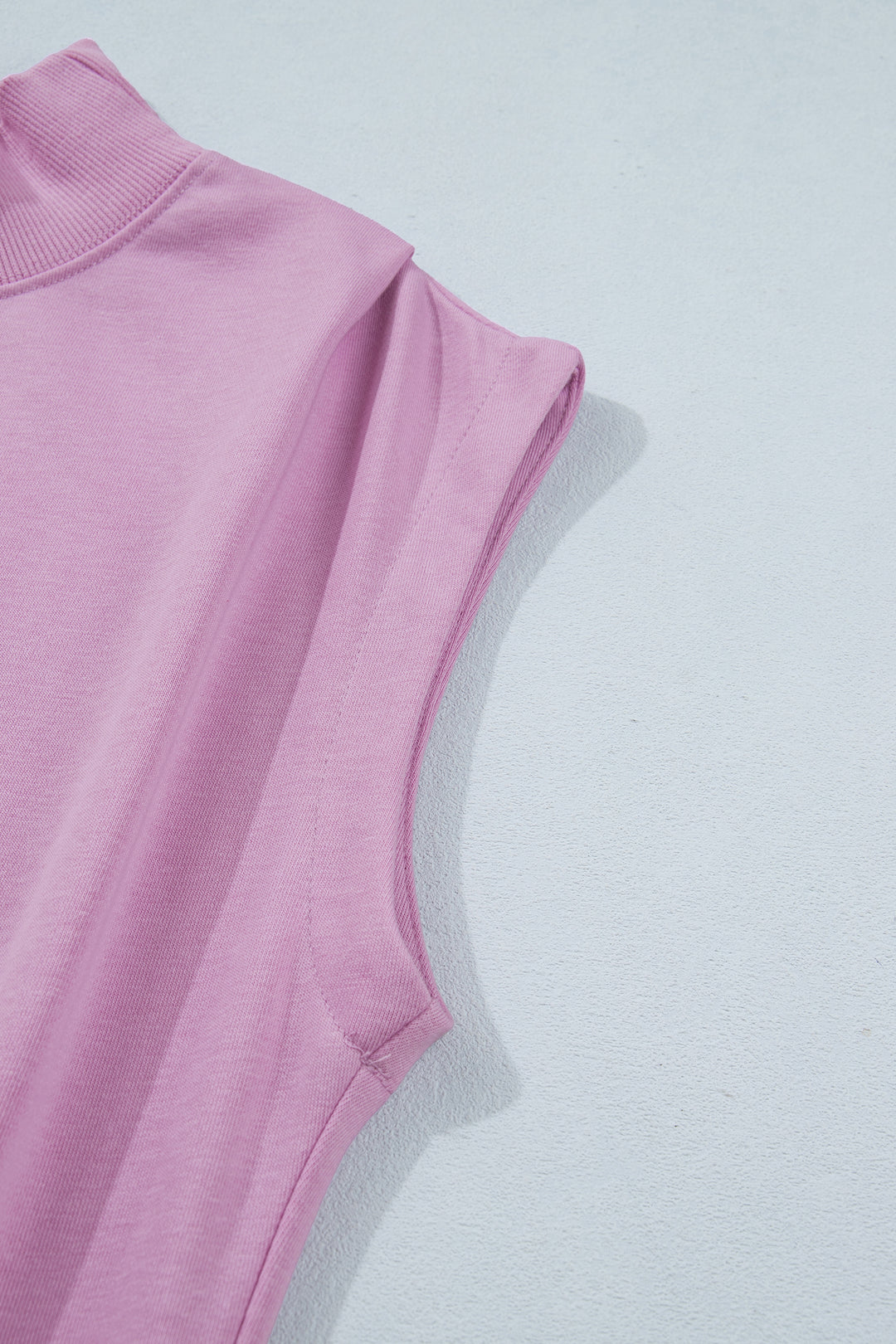 Phalaenopsis Solid Color High Neck Cap Sleeve Loose Top