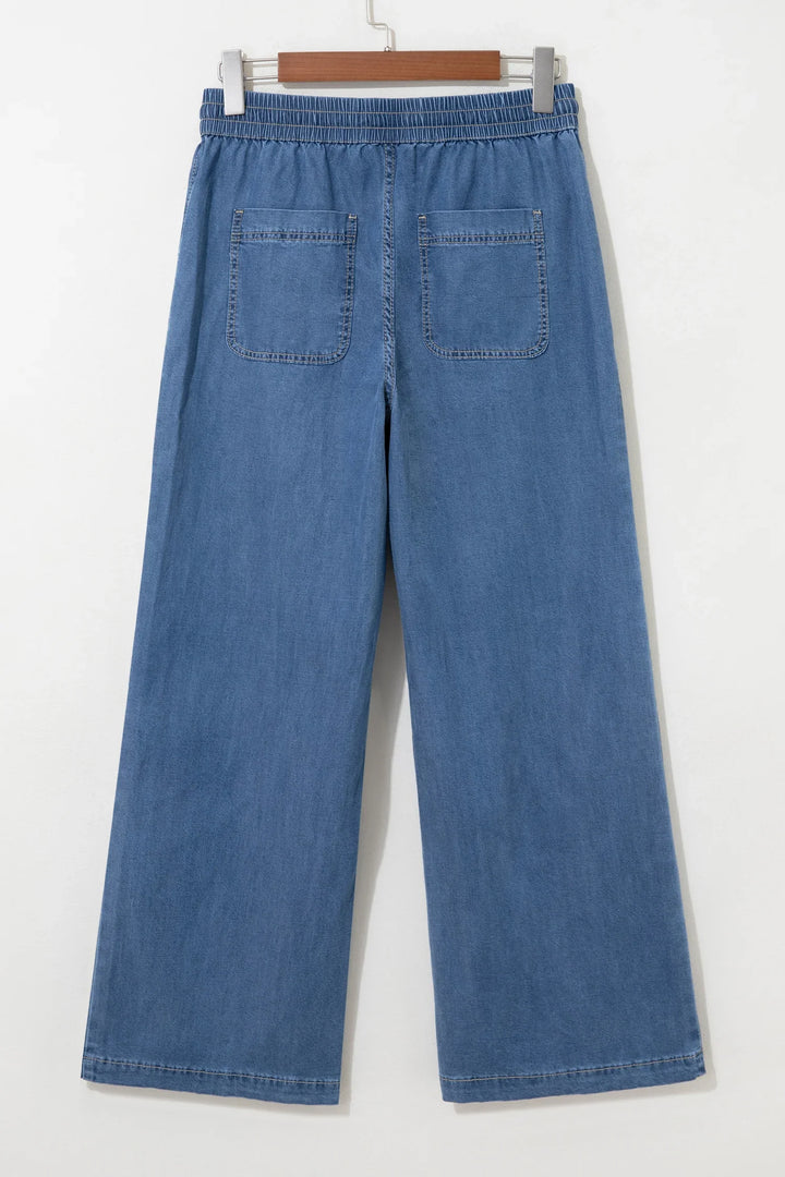 Ashleigh Blue Drawstring Waist Wide Leg Jeans