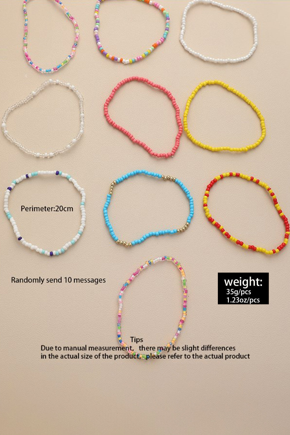 Flower Random Color Multi Layered Beaded Anklet Set