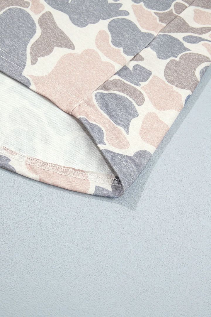 Multicolour Casual Camouflage Button Down Tunic Shacket