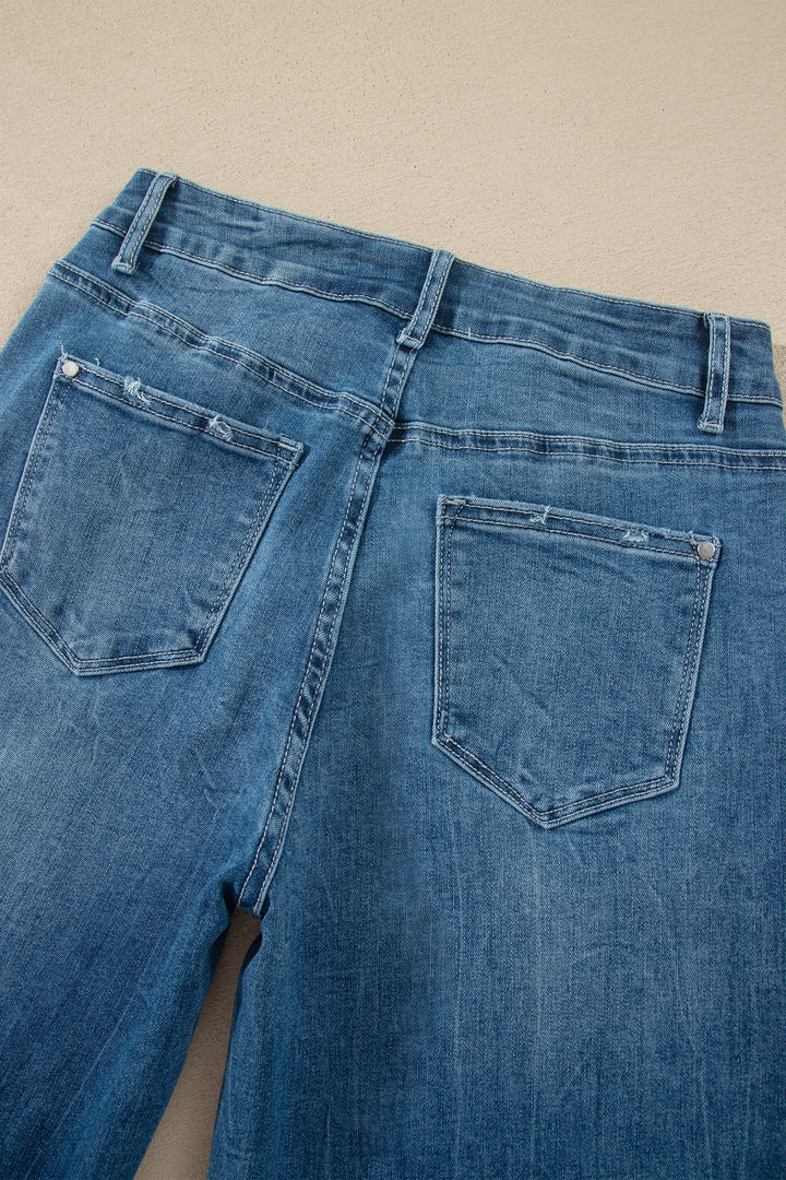 Women Ashleigh Blue High Waist Frayed Hem Flare Jeans
