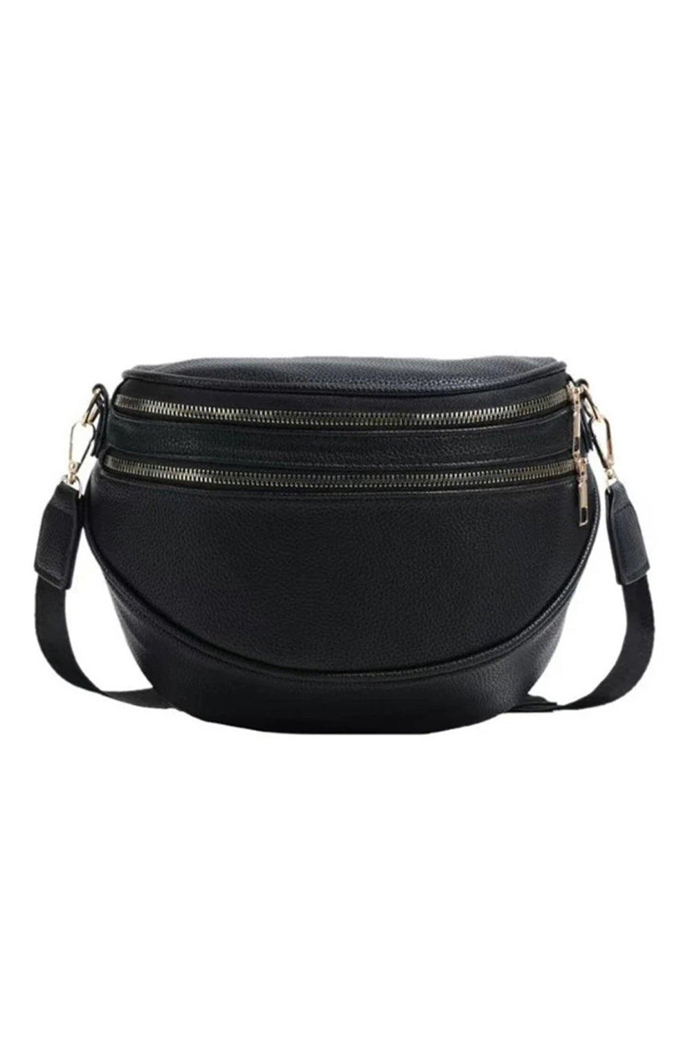 Double Zip Faux Leather Crossbody Bag