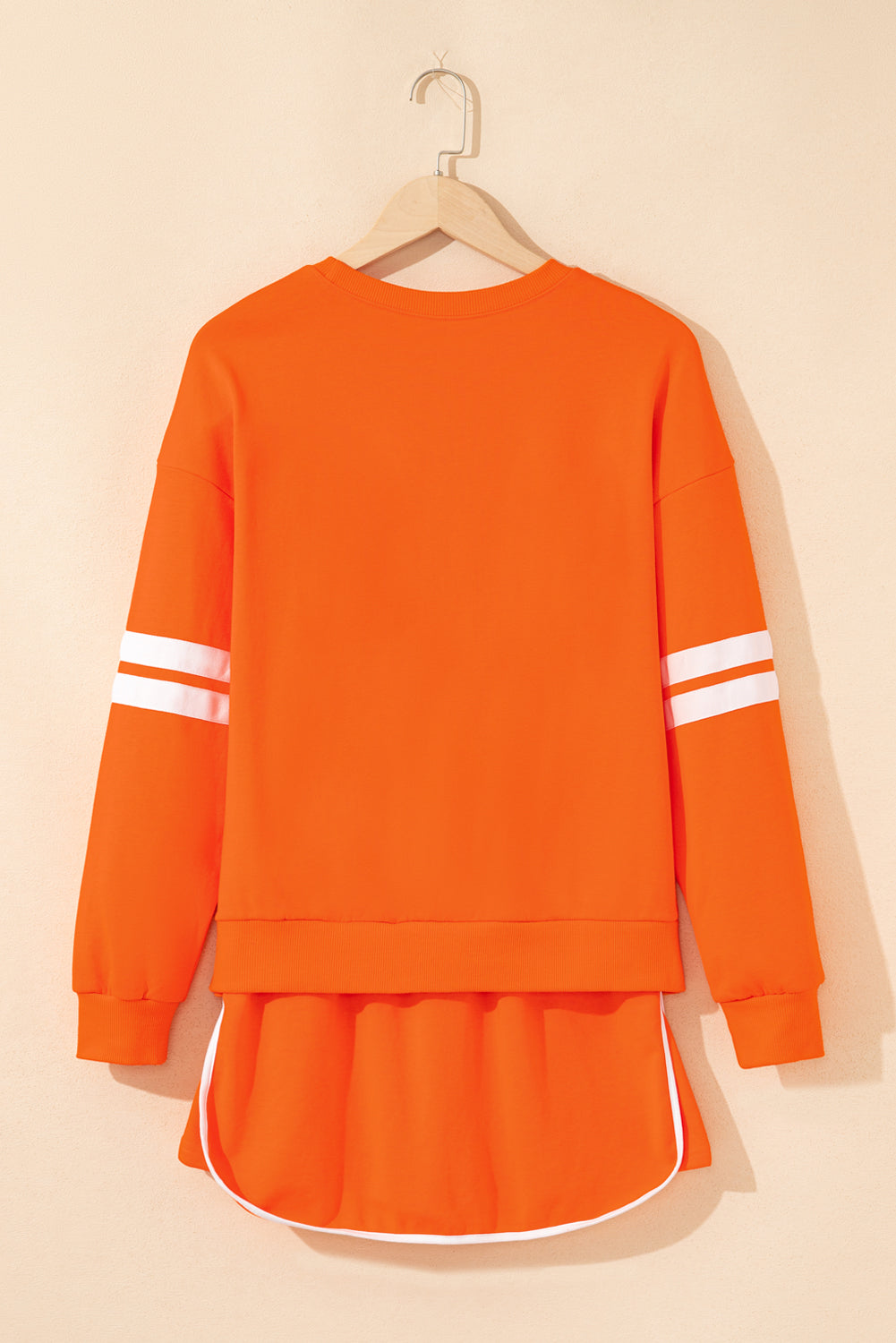 Orange Varsity Stripe Detail Pullover Mini Skort Set