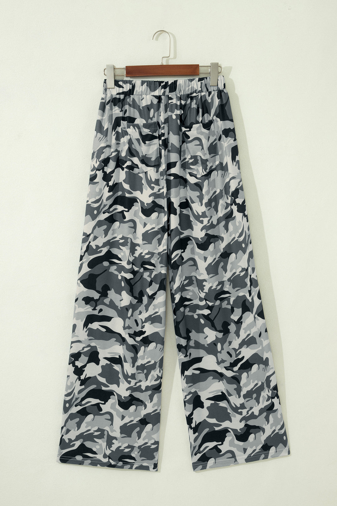 Green Camouflage Print Drawstring Casual Pants