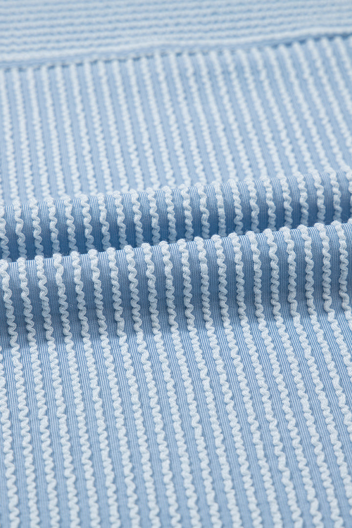 Myosotis Plain Corded Knit Mock Neck T Shirt