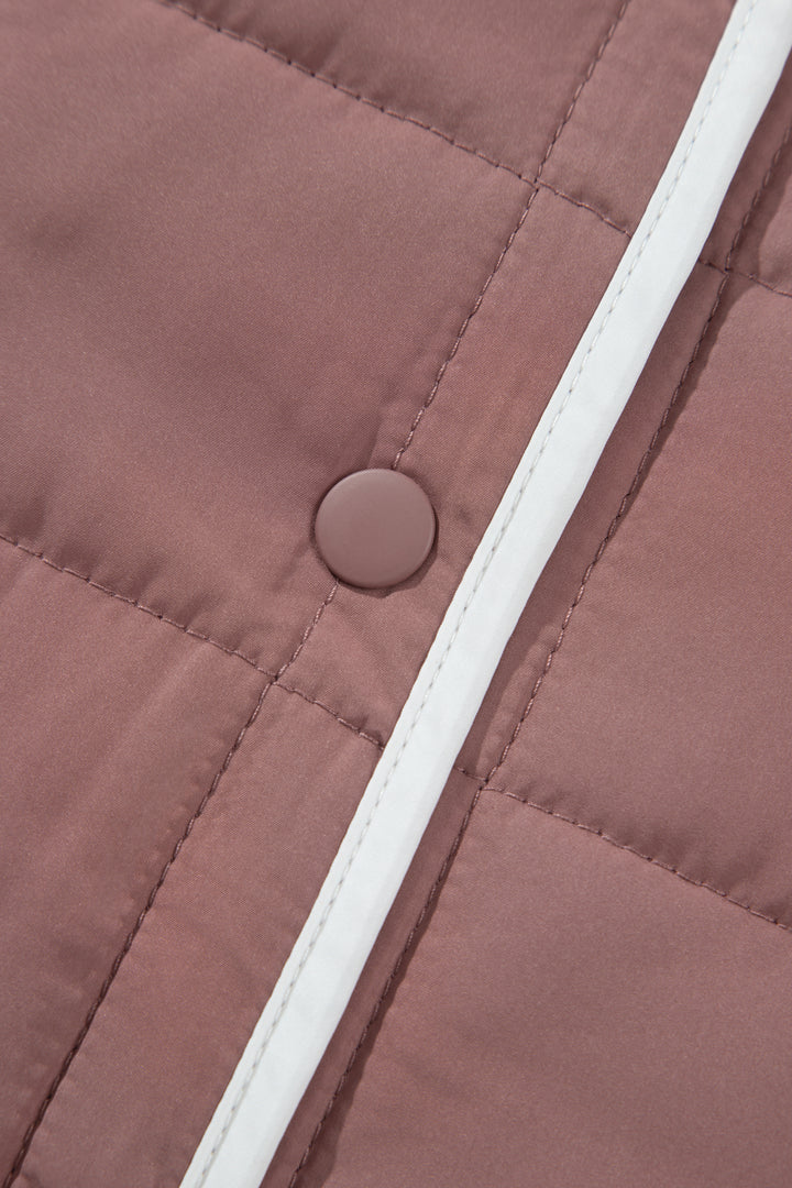 Old Rose Quilted Metal Button Pocket Jacket