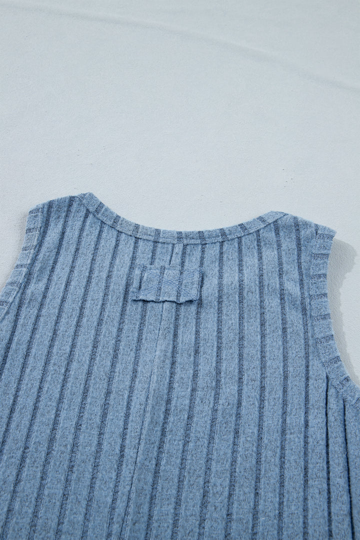 Sky Blue Slim Ribbed Mineral Wash Tank Top