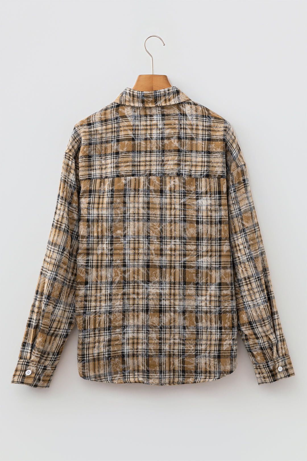 Brown Retro Plaid Long Sleeve Button Down Shirt