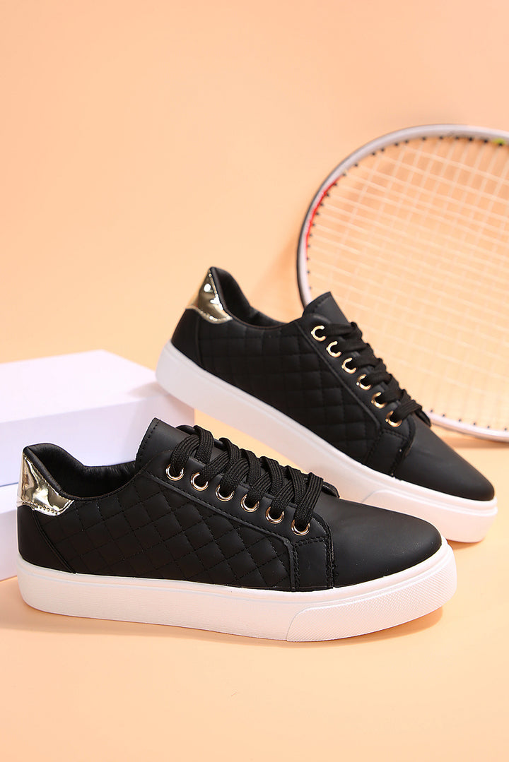Color Contrast Quilted Lace-up Sneakers