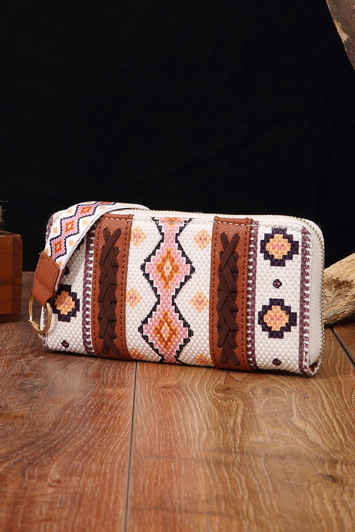 Western Aztec Print PU Leather Wristlet Wallet