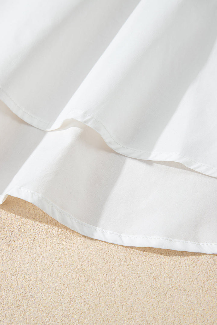 contrast bow ruffle trim v neck blouse