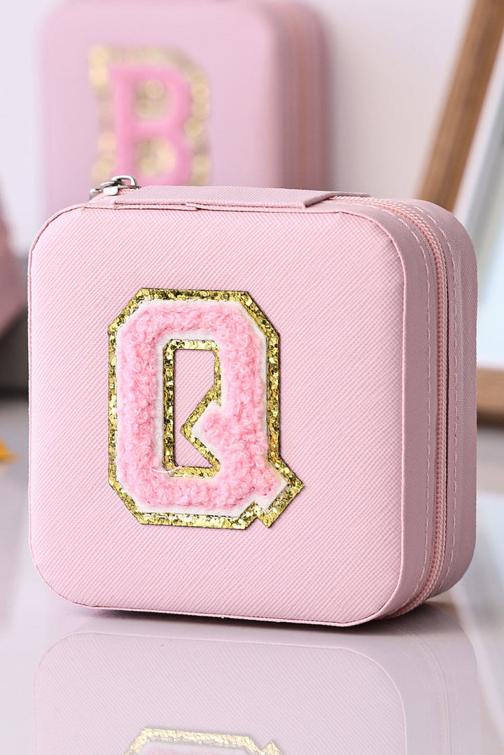 Q Chenille Patch Jewelry Box with Mirror