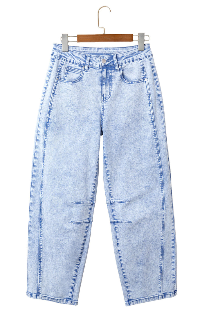 Beau Blue Light Washed Pull On Barrel Jeans