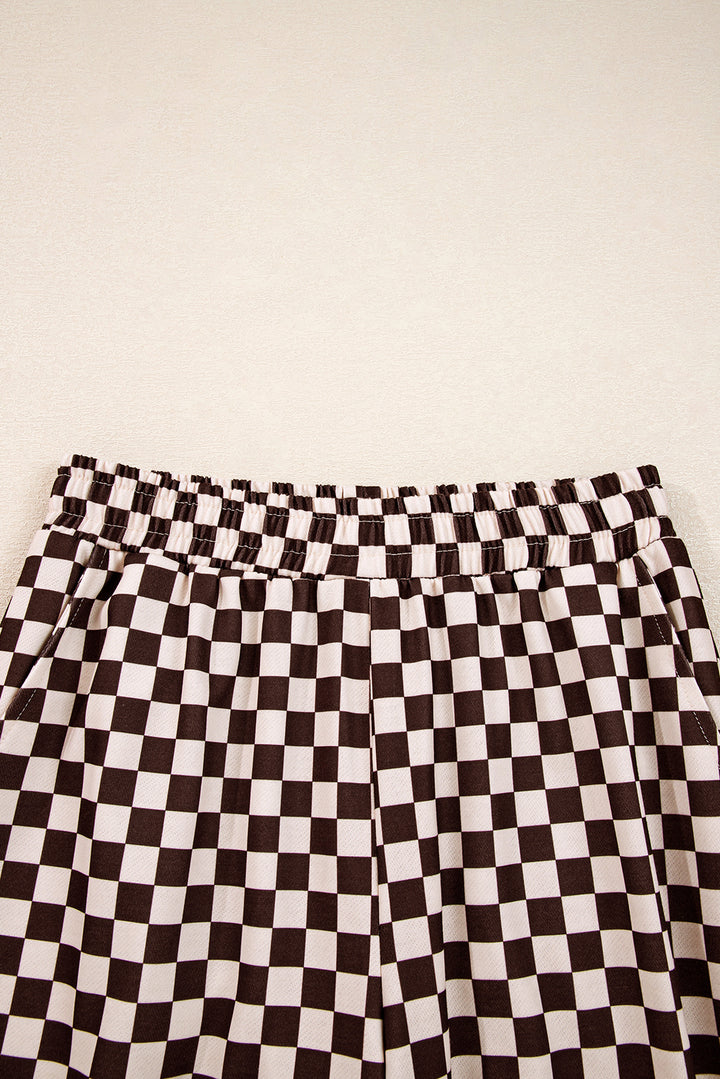 Black Athleisure Checkered 2pcs Pants Set