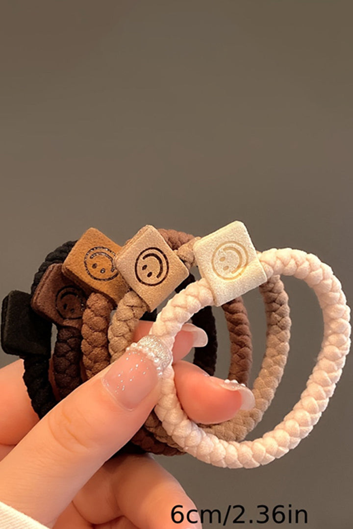 5pcs Smile Face Decor Braided Hair Ties
