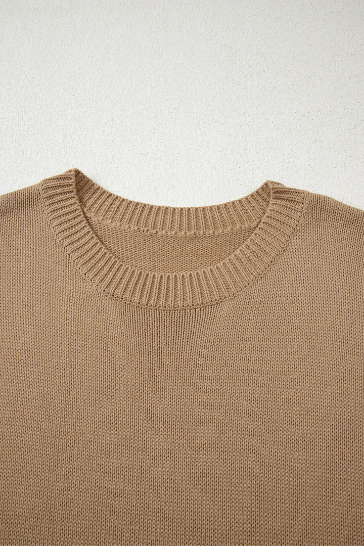 Pale Khaki Exposed Seam Oversize Sweater Mini Dress