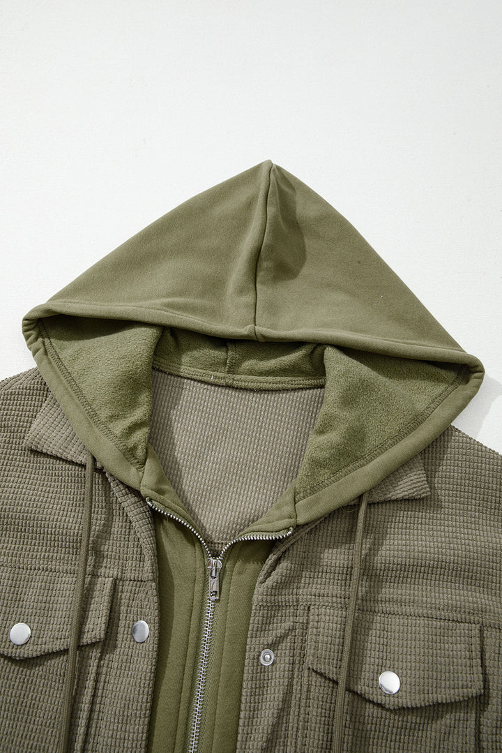 Laurel Green 2 in 1 Thermal Knit Textured Hooded Jacket