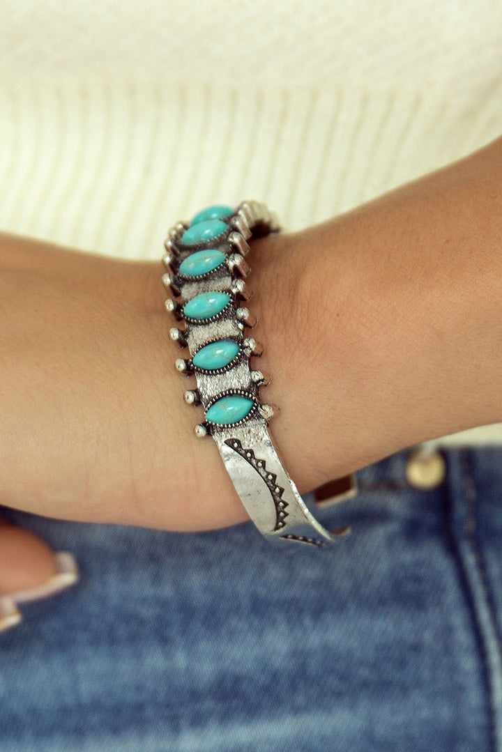Bracelet ouvert bohème en perles turquoise