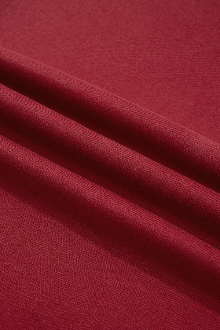 Red Dahlia Oversize Drop Shoulder Reversible Mock Neck Sweatshirt