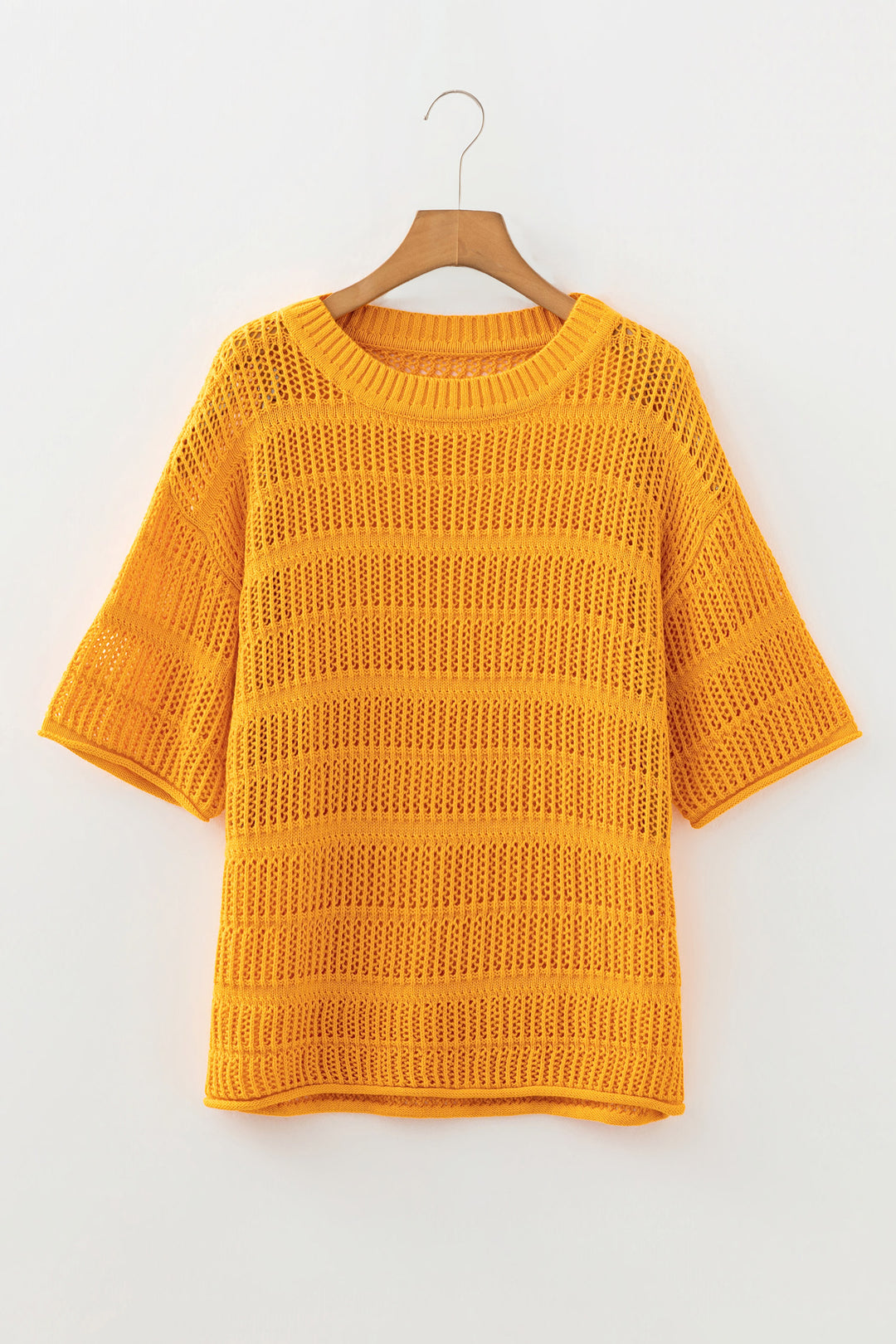 Hollow out Openwork Knit 3/4 Sleeve Sweater