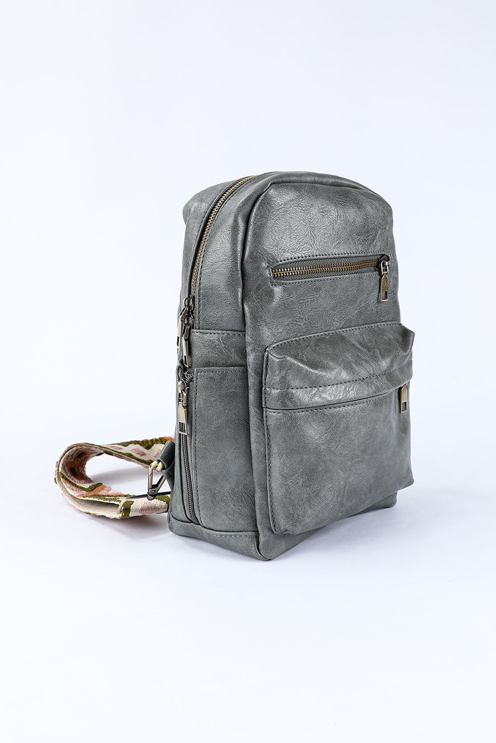 Rucksack aus Kunstleder mit Doppelreißverschluss