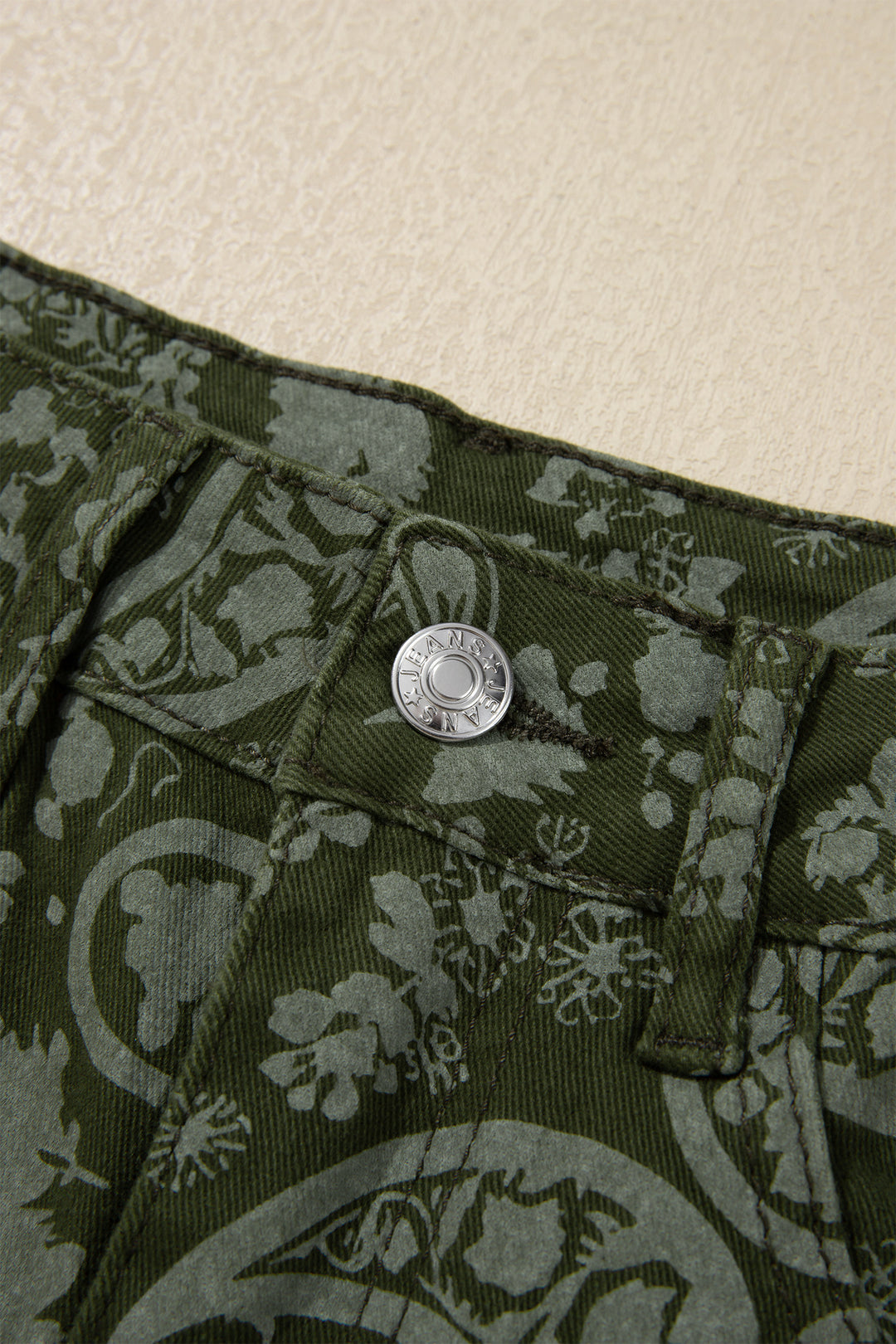 Green Paisley Print Harem Denim Pants